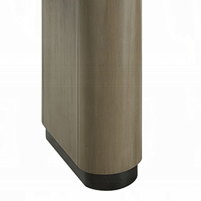 Jeh Dining Table, 87 Inch White Oval Top, Dual Pedestal Base, Oak Brown image number 5