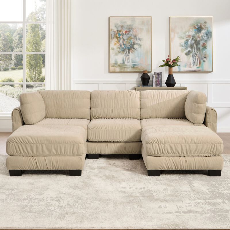 Fukwis Chenille Ruched Modular Sectional Sofa image number 1