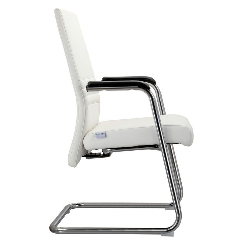 LeisureMod Aleen Mid-Century Modern Office Chair with Upholstered Seat and Metal Armrest