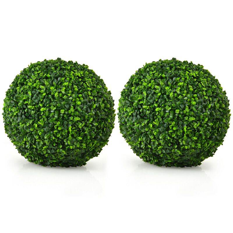 2 Pieces Artificial Boxwood Topiary Ball Tree Set