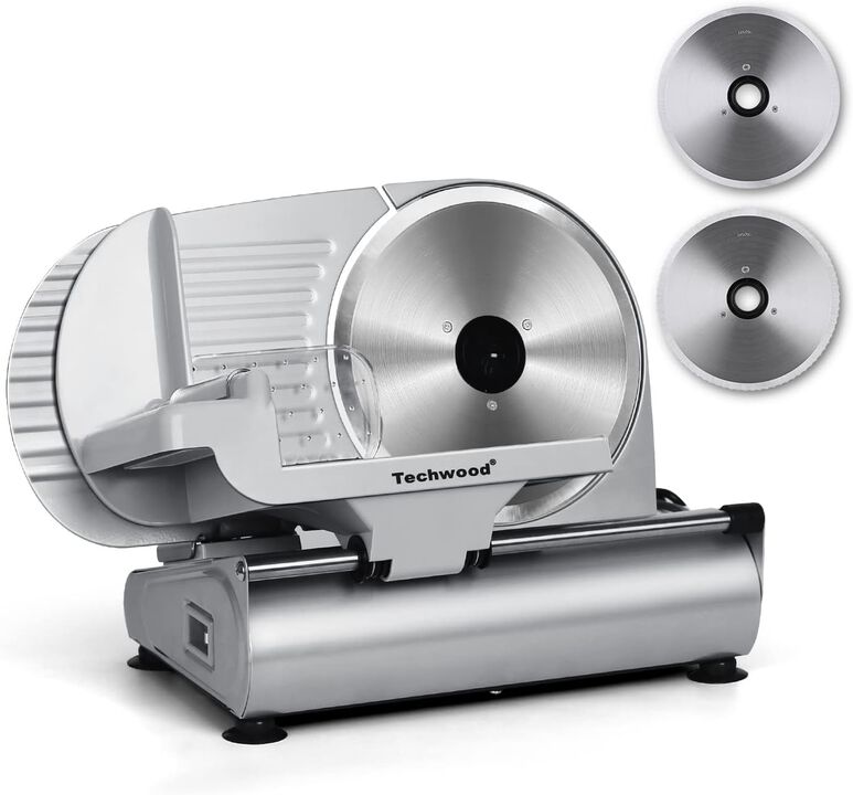 Techwood Meat Slicer, Electric Deil Food Slicer with 9inch Removable Stainless Steel Blade with Adjustable Knob for Thickness, Child Lock