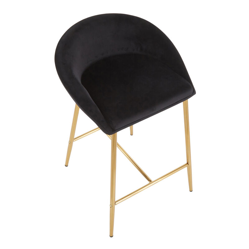 Lumisource Matisse Glam Counter Stool with Gold Frame and Black, Velvet - Set of 2 image number 7
