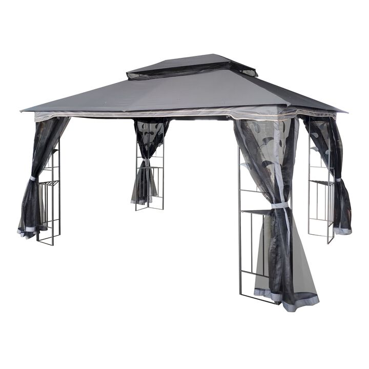 13x10 Ft Outdoor Patio Gazebo Canopy Tent with Ventilated Double Roof, Mosquito Net & Detachable Mesh Screen Suitable for Lawn, Garden, Backyard, and Deck
