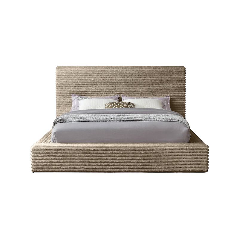 Meridian Furniture Dexter Taupe Corduroy Fabric Queen Bed