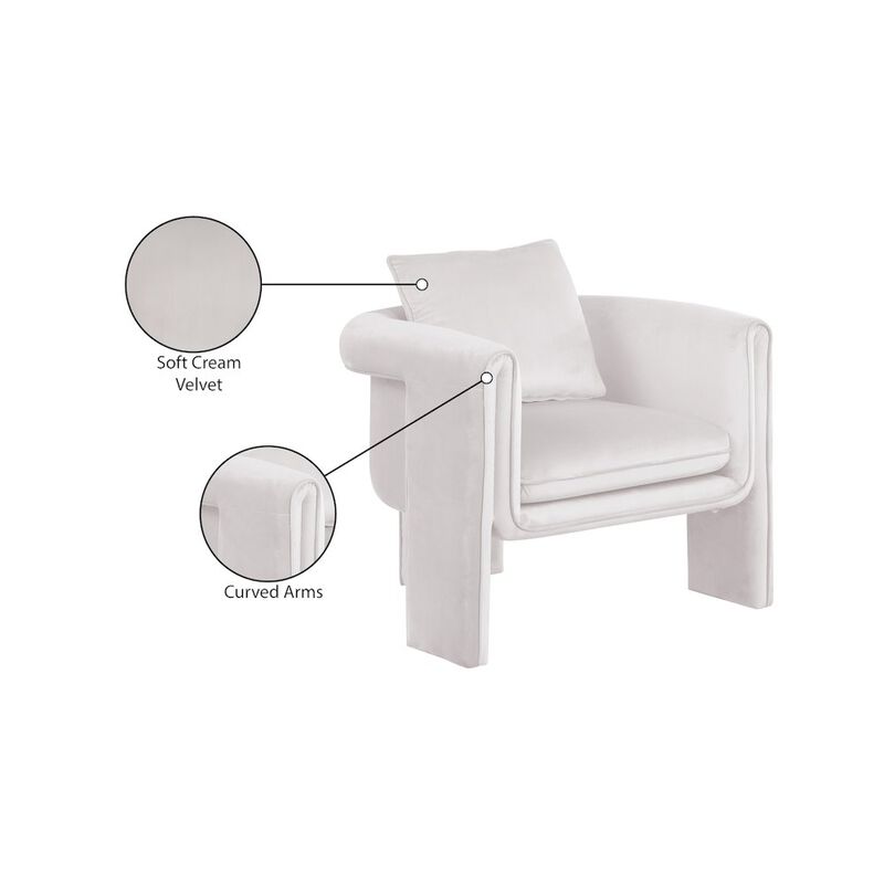 Meridian Furniture Sloan Cream Velvet Accent Chair