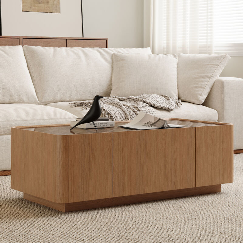 Jomwex Mid-Century Modern Glass Top Coffee Table image number 4