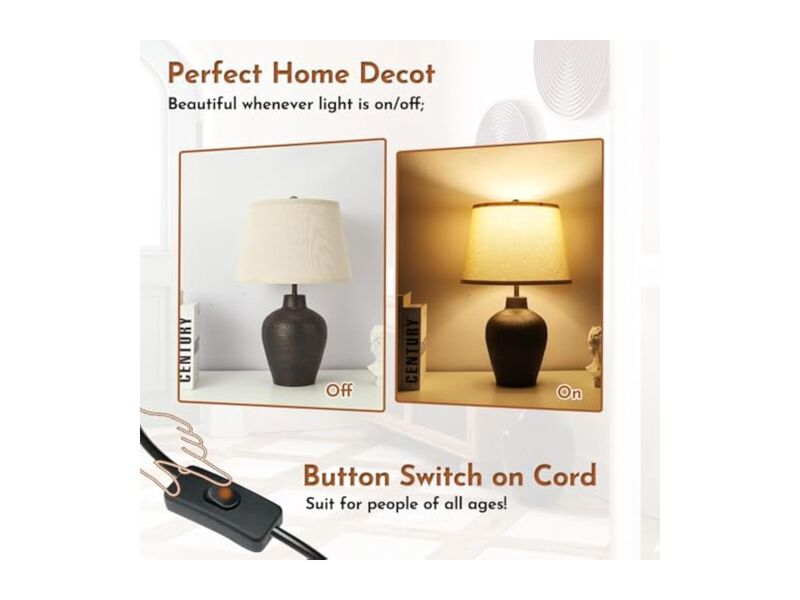 Farmhouse Rustic Resin Table Lamps Set Of 2 For Living Room Bedroom Nightstand image number 2