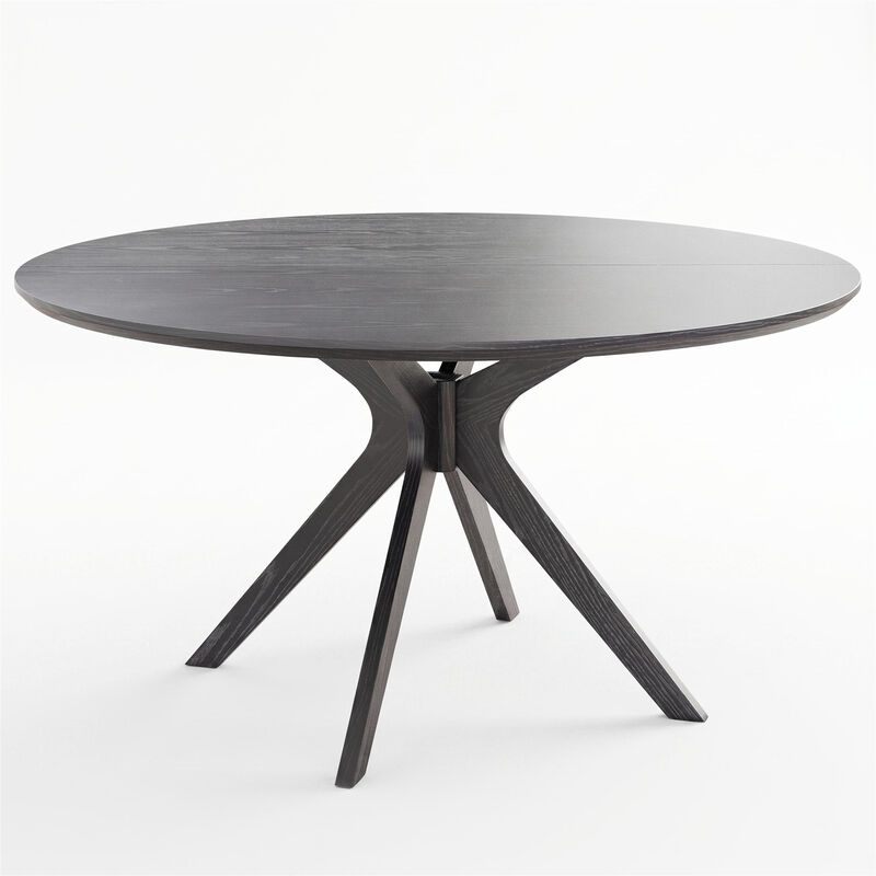 47.2" Solid Wood Round Dining Kitchen Table with Intersecting Pedestal Base image number 0