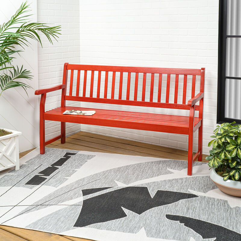 Laurel Slat-Back Acacia Wood Outdoor Garden Patio Bench image number 1