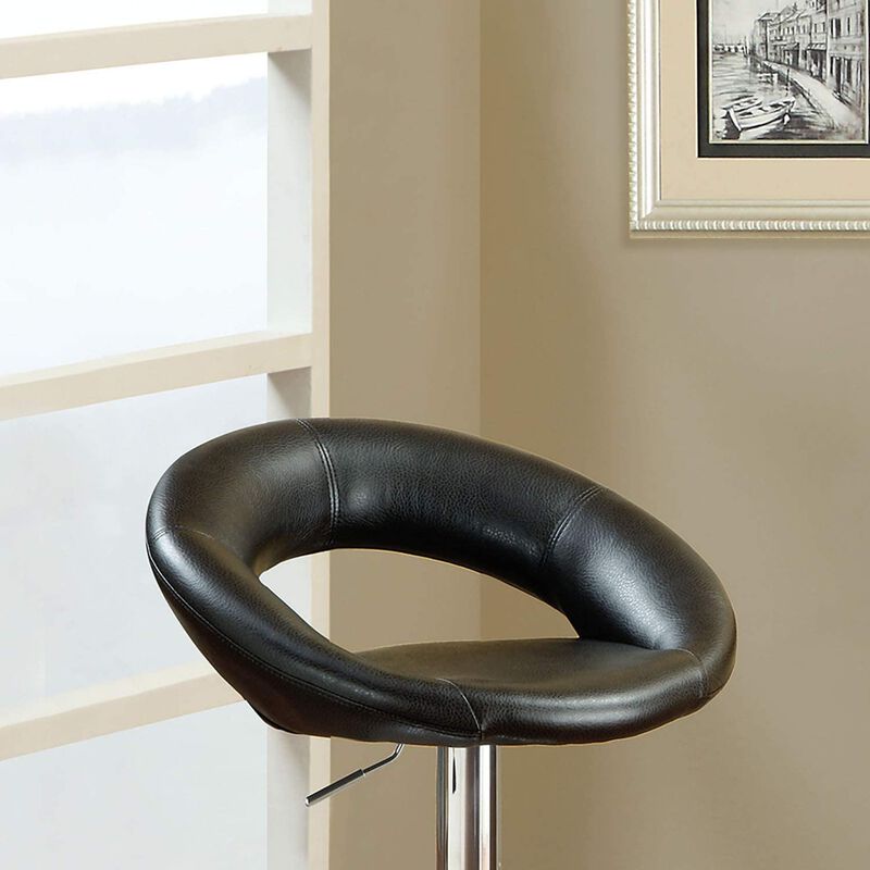 Streamdale Adjustable Height Swivel Chairs Set, Faux Leather, Chrome Base