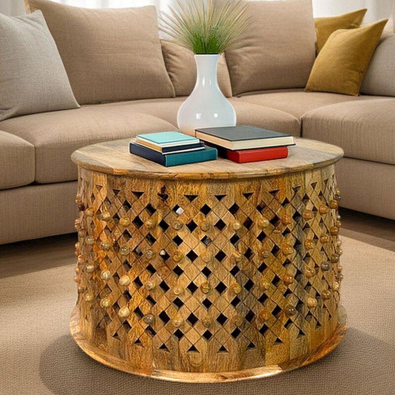Carolina Chair & Table Artisan 30 Lattice Weave Mango Wood Coffee Table - Natural