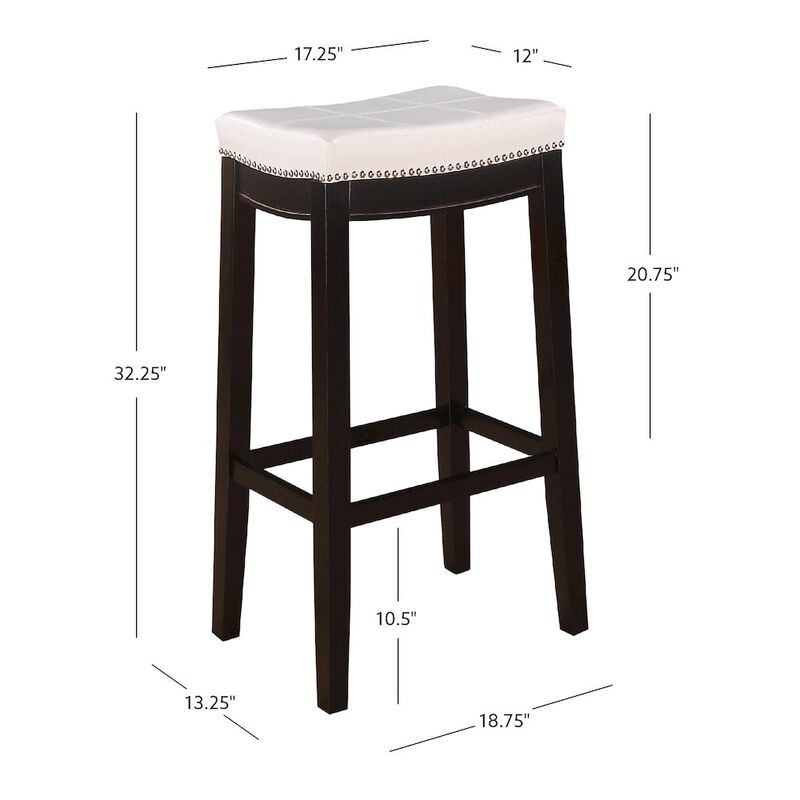 Linon Classic Bar Stool with Faux Leather Padded Seat image number 3