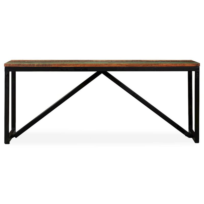 Bench Multicolour Solid reclaimed wood, steel 43.3 x 13.8 x 17.7 in