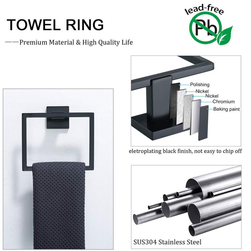 Streamdale 5-Piece Bathroom Accessory Set, Wall-Mount Stainless Steel image number 3