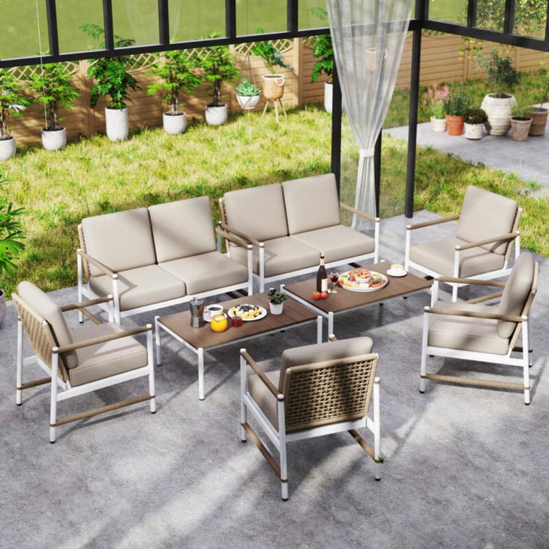Hivvago 4 Pieces Patio Furniture Set with Thick Cushions and a Coffee Table