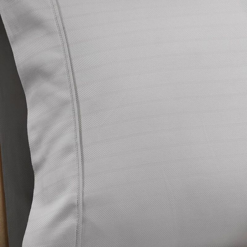 Knightsbridge 1000 Thread Count Herringbone Sateen Sheet Set - 4-Piece - Queen 60x80", Silver