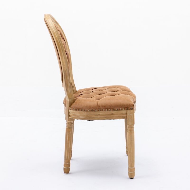 Whisen French Style Dining Chair, Rubberwood Frame with PU Leather Upholstery, Handmade Tufted & Nailhead Trim, Set of 2 for Living Room Kitchen image number 5