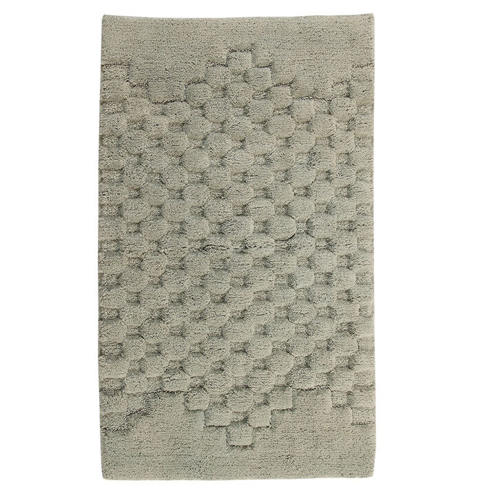 Knightsbridge Luxurious Block Pattern High Quality Year Round Cotton With Non-Skid Back Bath Rug 17" X 24" Sage