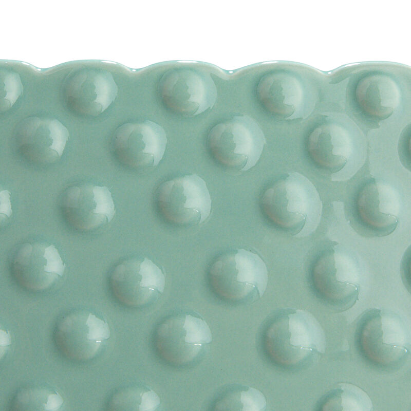 Ceramic Hobnail Planter with Scalloped Edge and Polka Dots, Mint image number 6