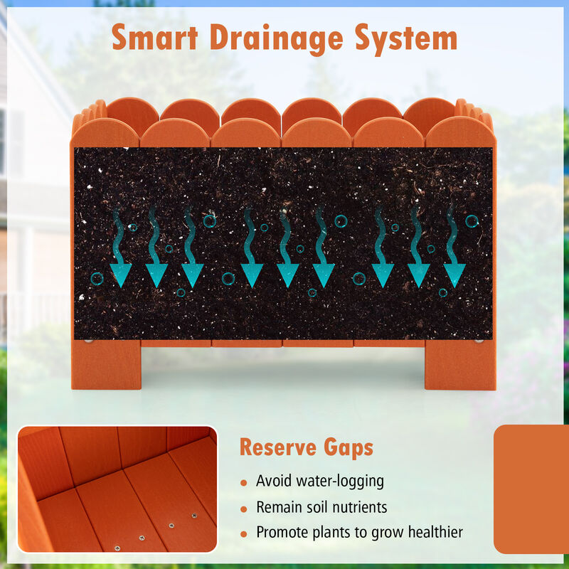 2 Pack Rectangular Planter Box with Drainage Gaps for Front Porch Garden Balcony image number 8
