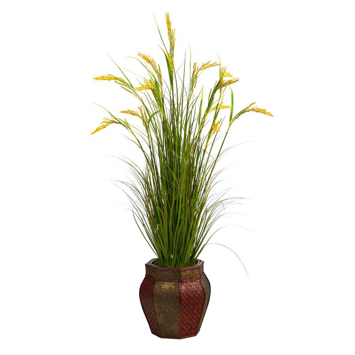 Nearly Natural 53-in Wheat Grain Artificial Plant in Decorative Planter