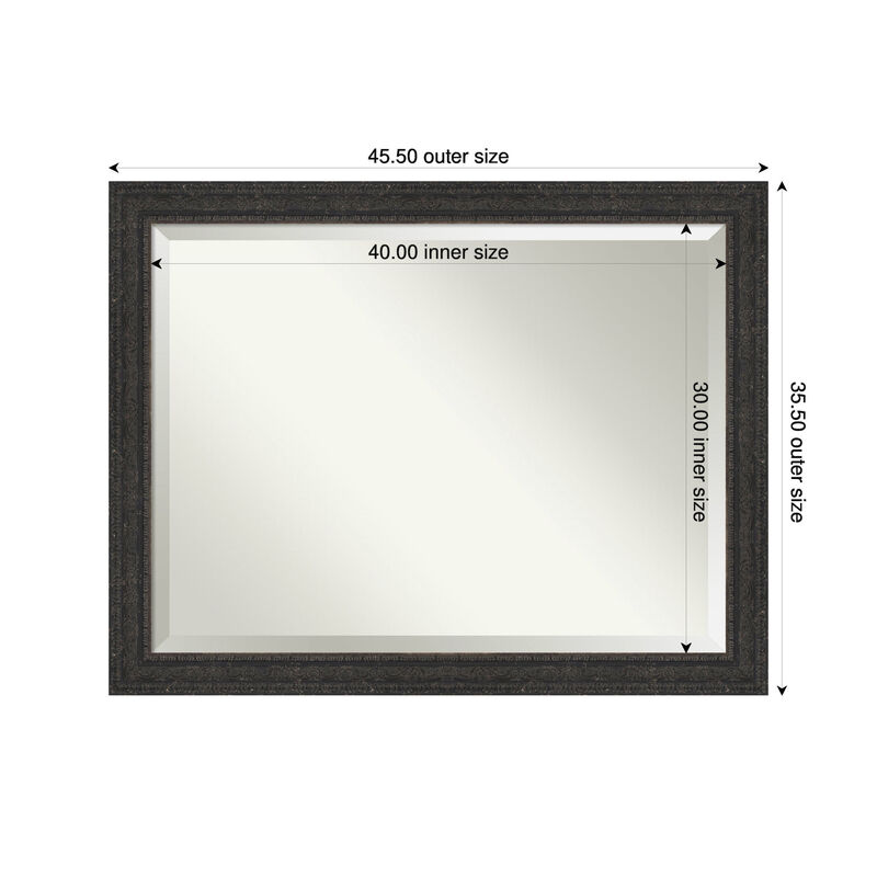 Attic Aged Beveled Wood Framed Wall Mirror image number 4