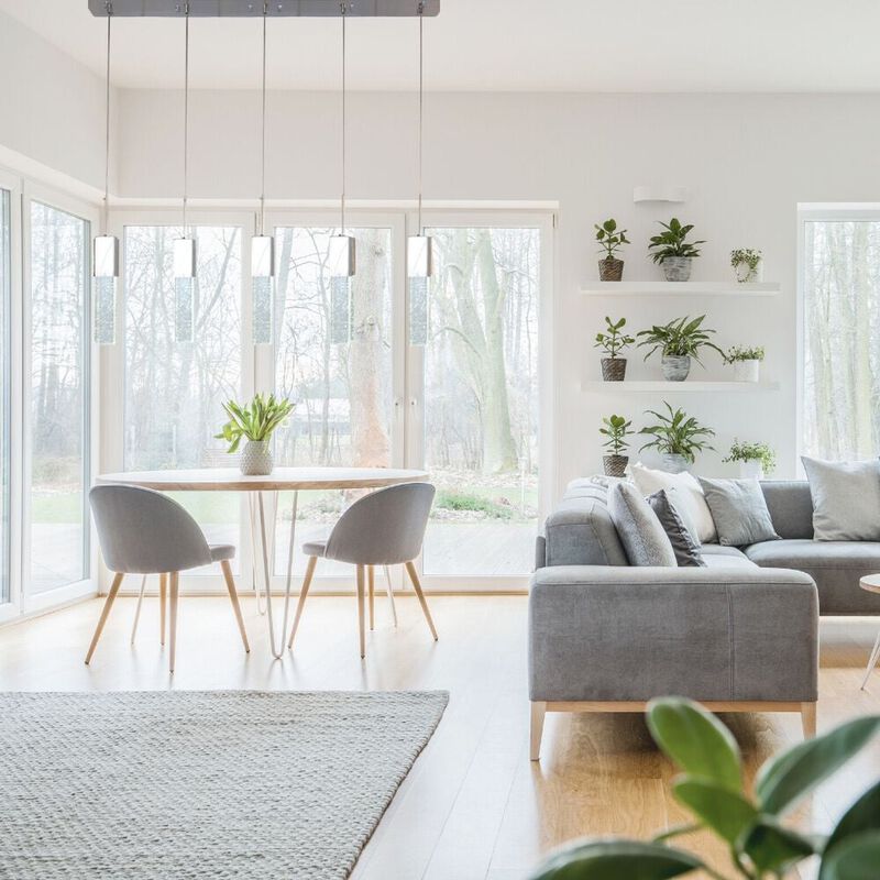 Sparkling Night Chandelier Chrome Metal and Acrylic 5 LED Light Dimmable