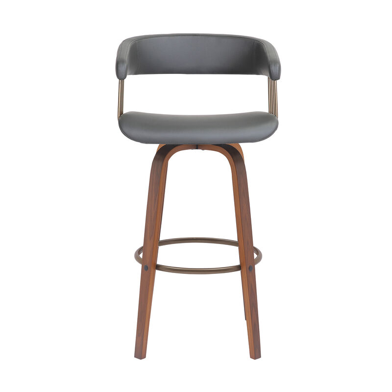 HomeRoots Faux Leather Cafe-Style Swivel Bar Stool with Armrests image number 0