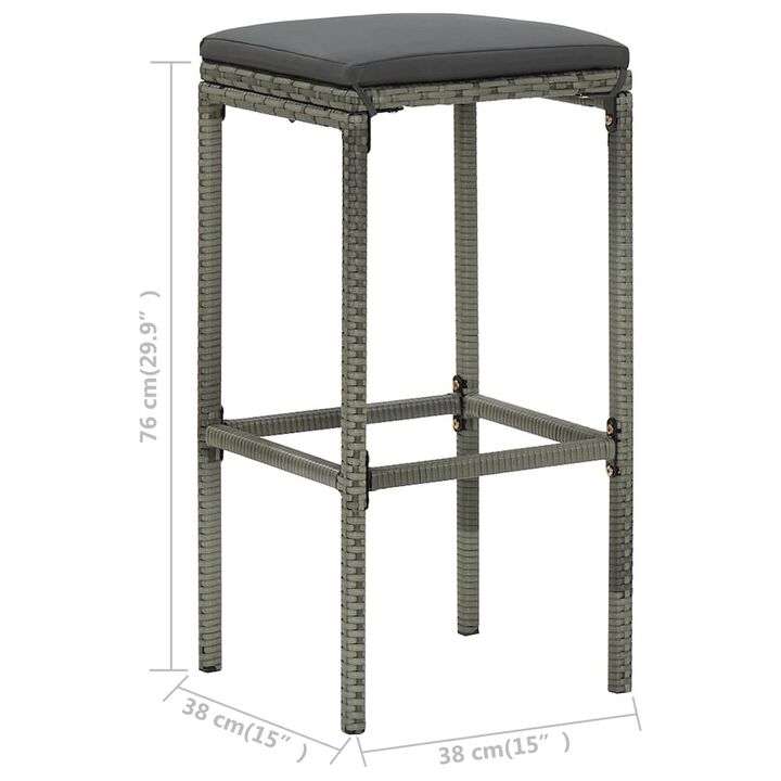 Bar Set Grey PE rattan, steel, fabric (100% polyester) Medium