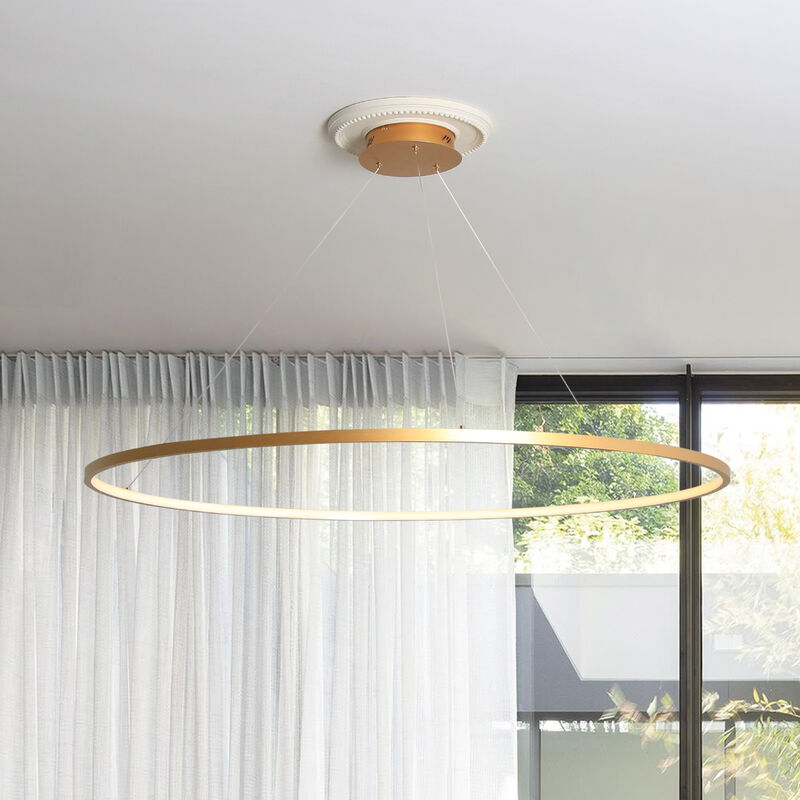 45.3 inch Circle Chandelier Round Kitchen Island Pendant Remote Dimmable image number 3