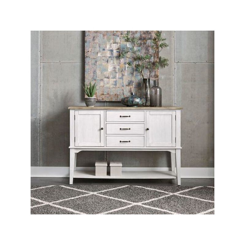 Liberty Furniture Summerville Server in Soft White Wash w/ Wirebrushed Gray Top image number 4