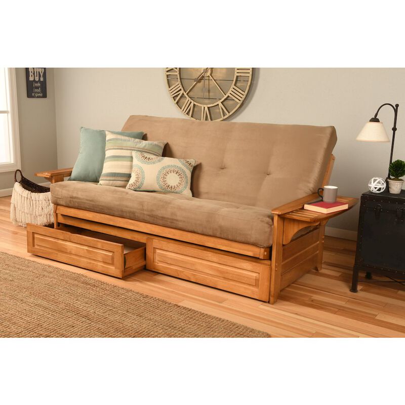 Phoenix Frame-Butternut Finish-Suede Peat Mattress-Storage Drawers image number 2
