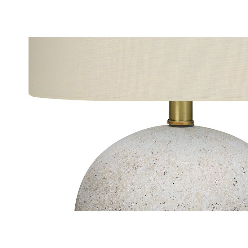 ="Lighting, 20""H, Table Lamp, Grey Concrete, Ivory / Cream Shade, Contemporary