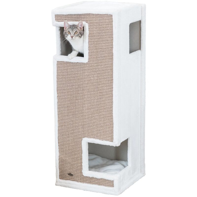 TRIXIE Gerardo Plush & Sisal 3-Story 39.4" Cat Condo Tower with Removable Cushions image number 3