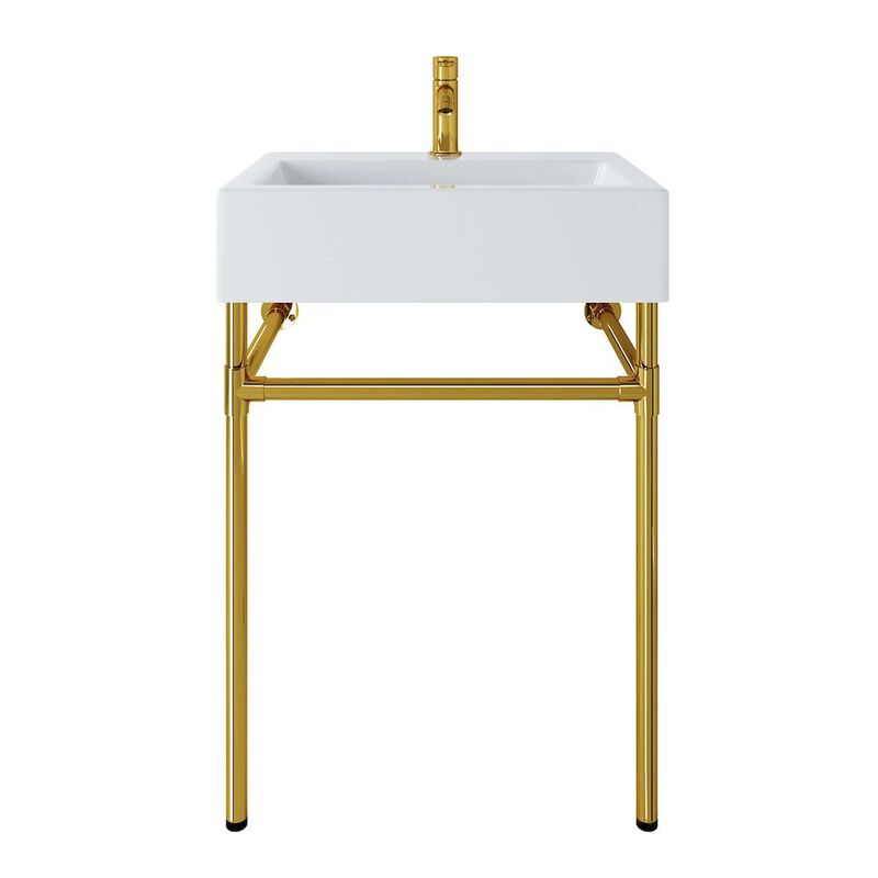 Redeem 24" Wall-Mount Gold Stainless Steel Bathroom Vanity image number 5