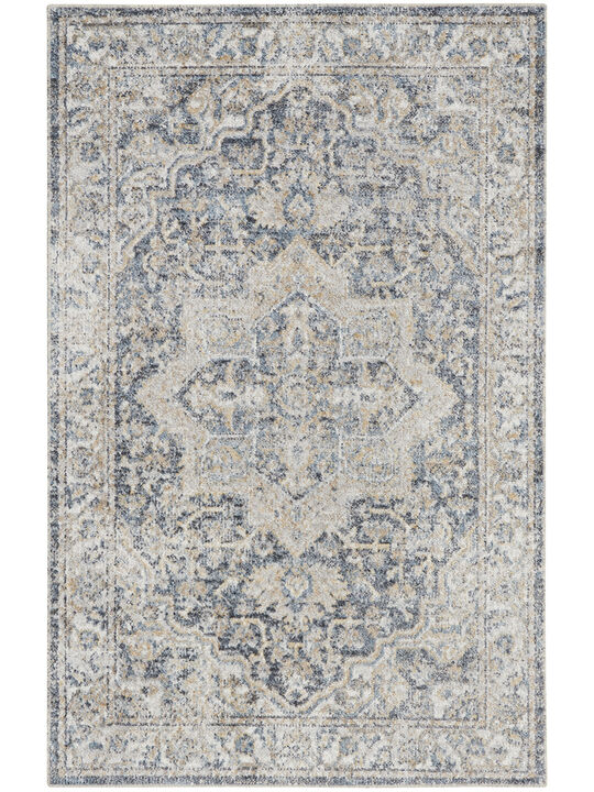 Astra Machine Washable ASW12 Gray/Blue 3'3" x 5' Rug