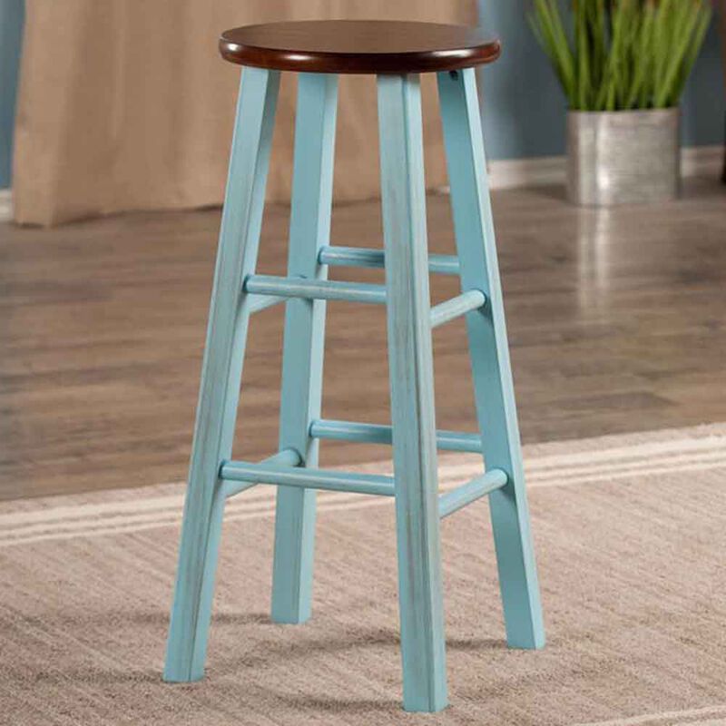 Winsome Ivy Solid Wood 29" Bar Stool with Walnut Seat