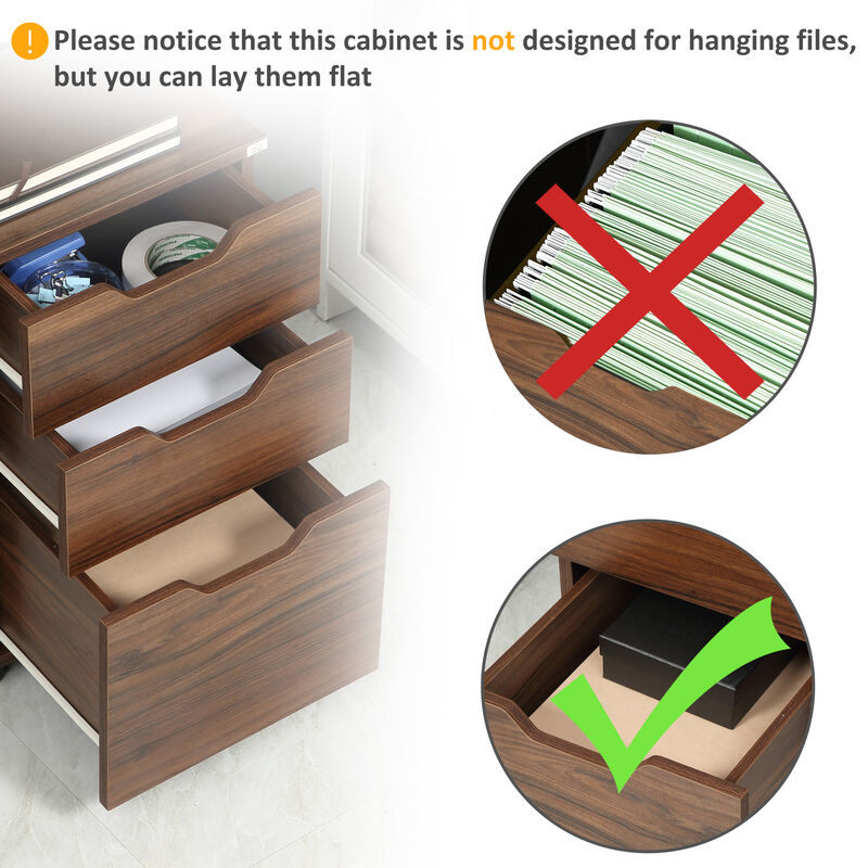 Hivvago Rolling 3-Drawer File Cabinet for Office Storage image number 6