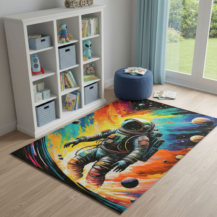 HomeRoots Spaceman Youthful Washable Area Rug