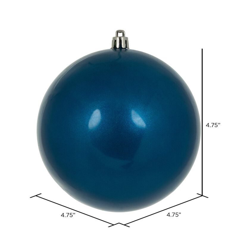 Vickerman 4.75" Blue Candy Ball Ornament, 4 per Bag image number 6