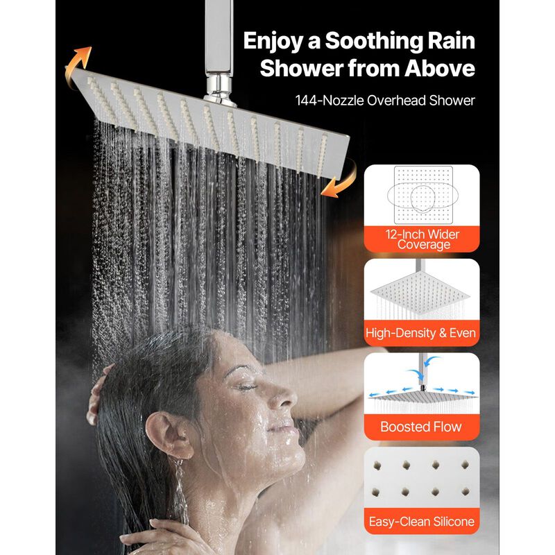 Ceiling Mount Rainfall Shower with 2-in-1 Handheld Spray, Brass Valve and Trim image number 4