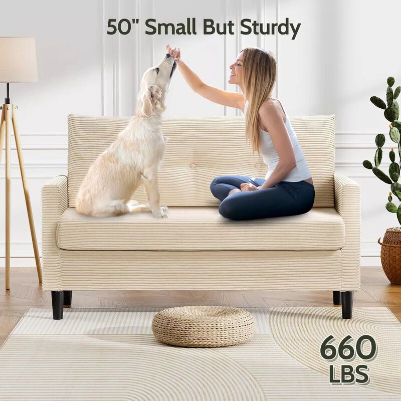 Cloud-Like Comfort in Minutes | 50" Dyonery Corduroy Loveseat image number 5
