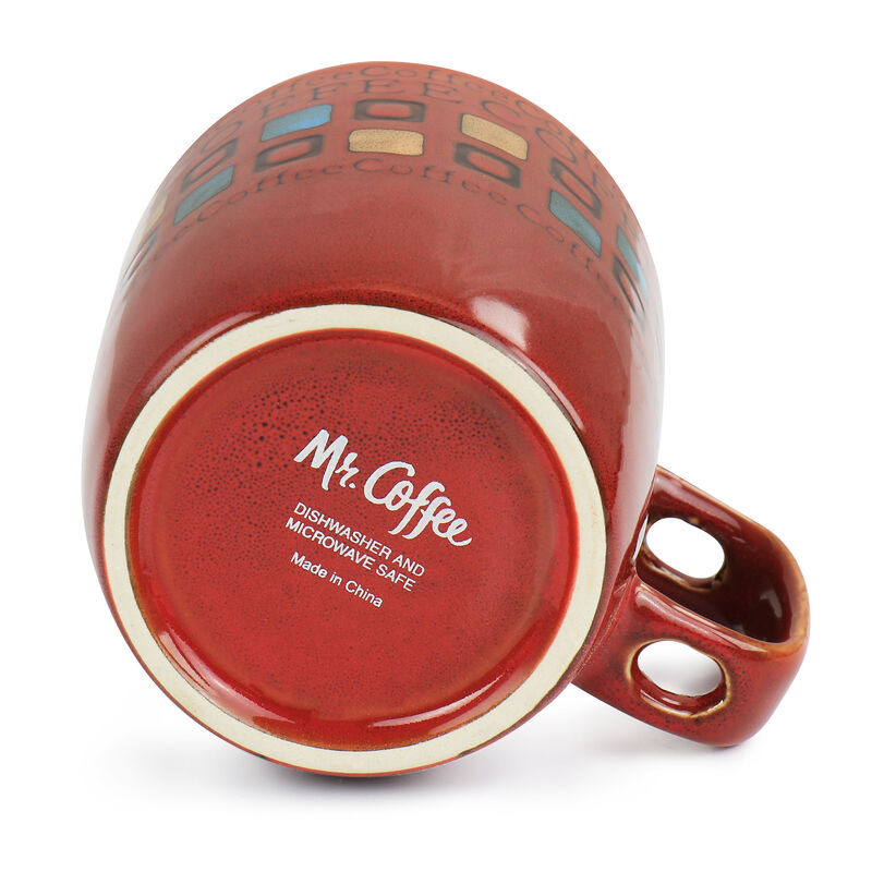 Mr. Coffee Cafe Americano 8 Piece 13oz Ceramic Cup and Spoon Set in Assorted Colors