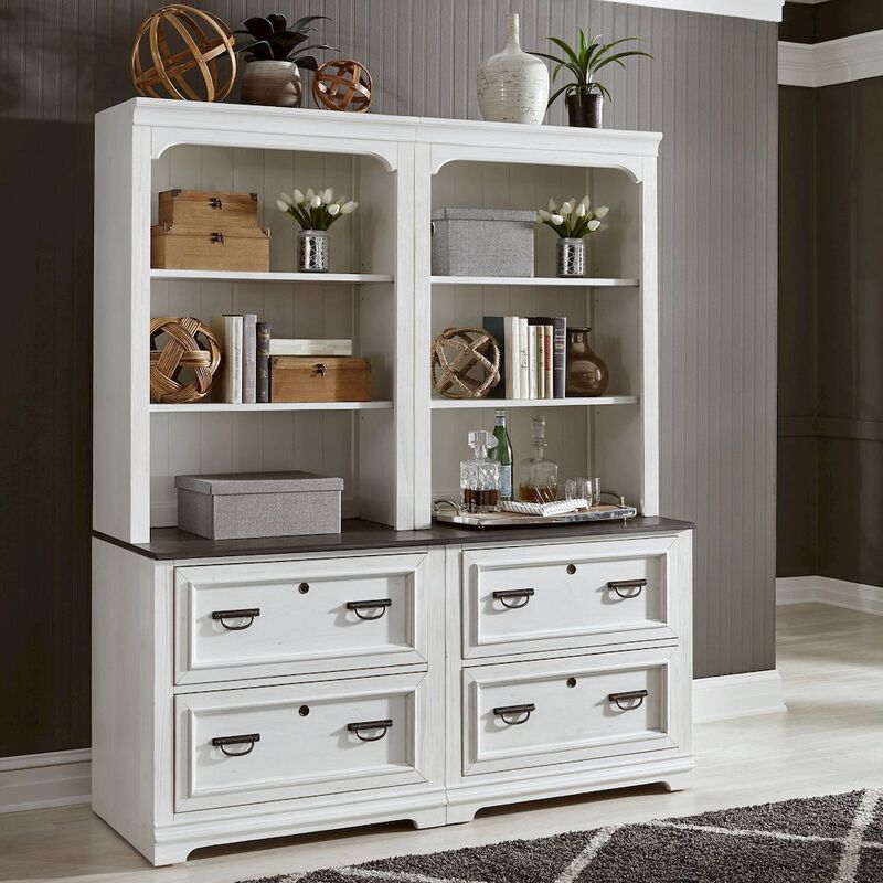 Liberty Furniture Allyson Park Home Office 2 Piece Set - Wirebrushed White w/ Charcoal Tops image number 1