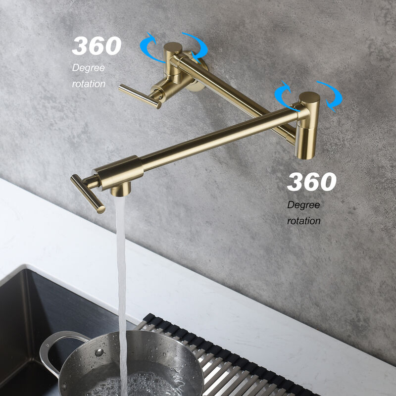Wall-Mounted Pot Filler Faucet Foldable Kitchen Stove Faucet with Dual Joint Swing Arm
