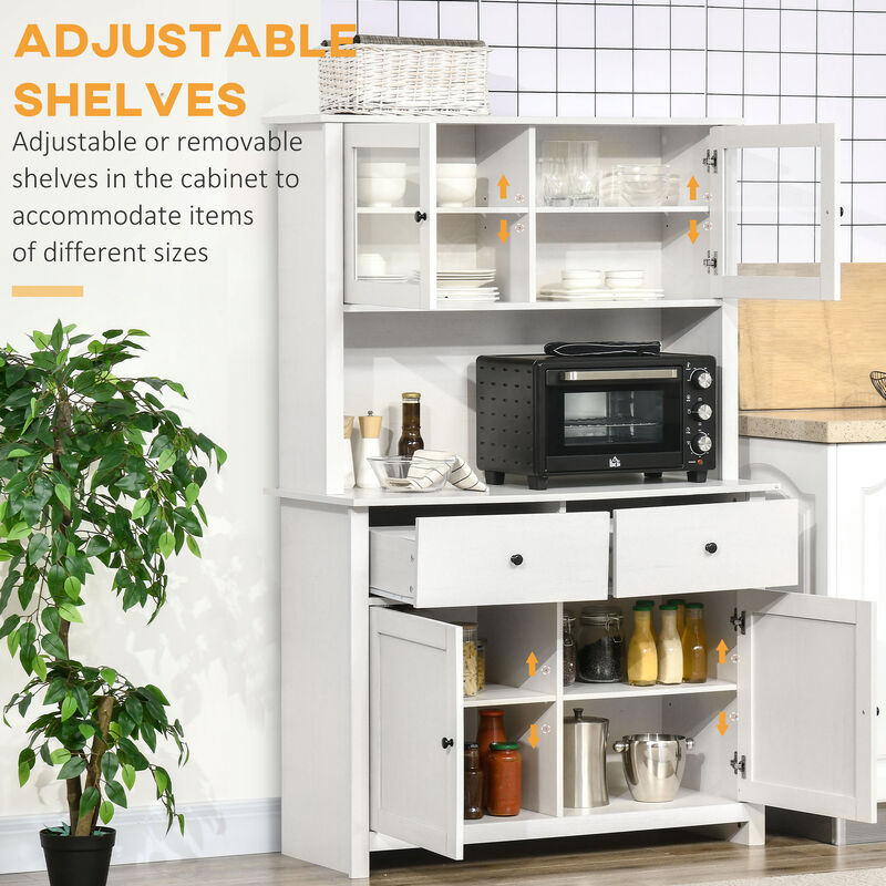 Hivvago Kitchen Storage Cabinet with Glass Doors and Drawers image number 5