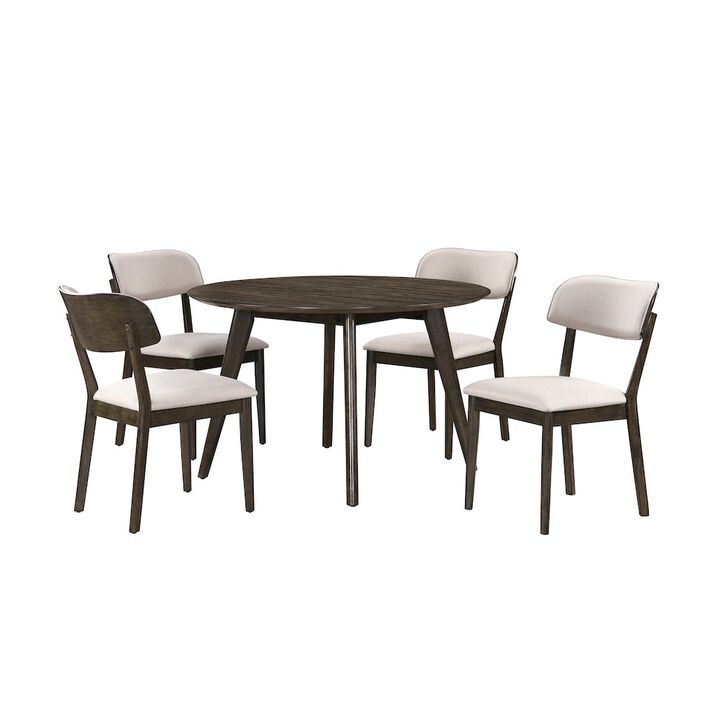 New Classic Furniture Rex 5-Piece Wood Round Dining Set, Walnut
