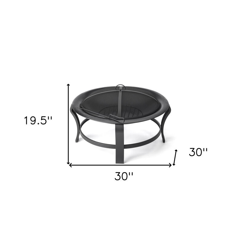 Steel Round Wood Burning Fire Pit for Patio and Backyard