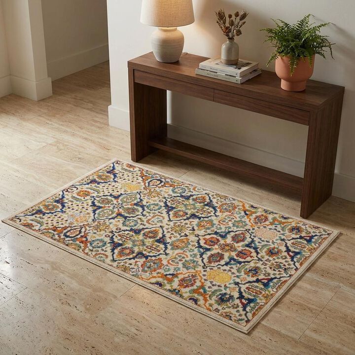 HomeRoots Floral Power Loom Area Rug