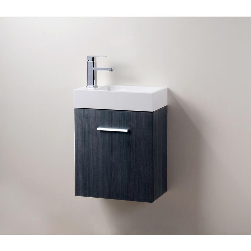 Kubebath Bliss 18 Gray Oak Wall Mount Modern Bathroom Vanity